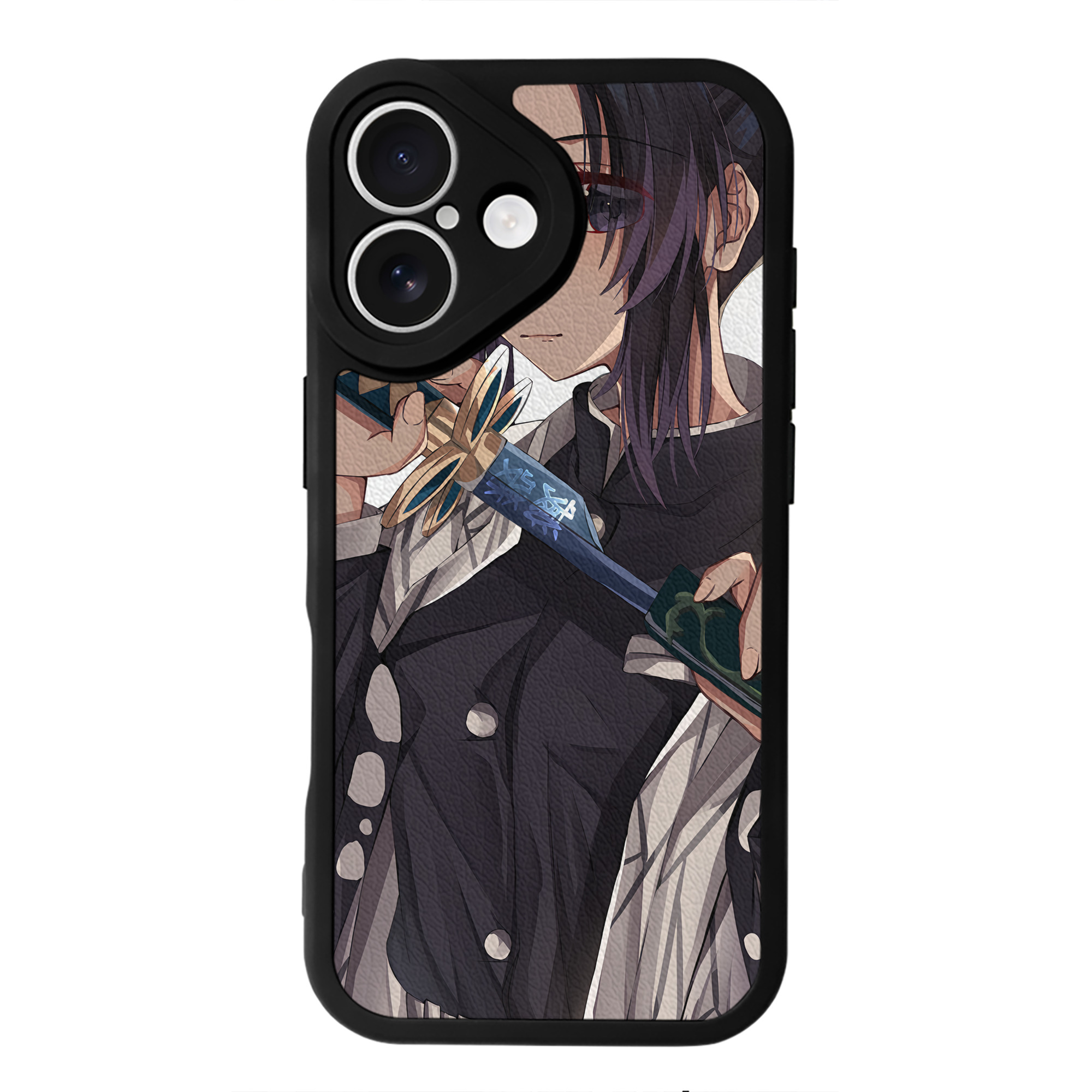 （画像用） 鬼滅の刃（きめつのやいば）蟲柱-胡蝶 しのぶ／こちょう しのぶ Kochou Shinobu 【iPhone 16シリーズ対応】シリコンスマホケース（レザー調） 材質：シリコン